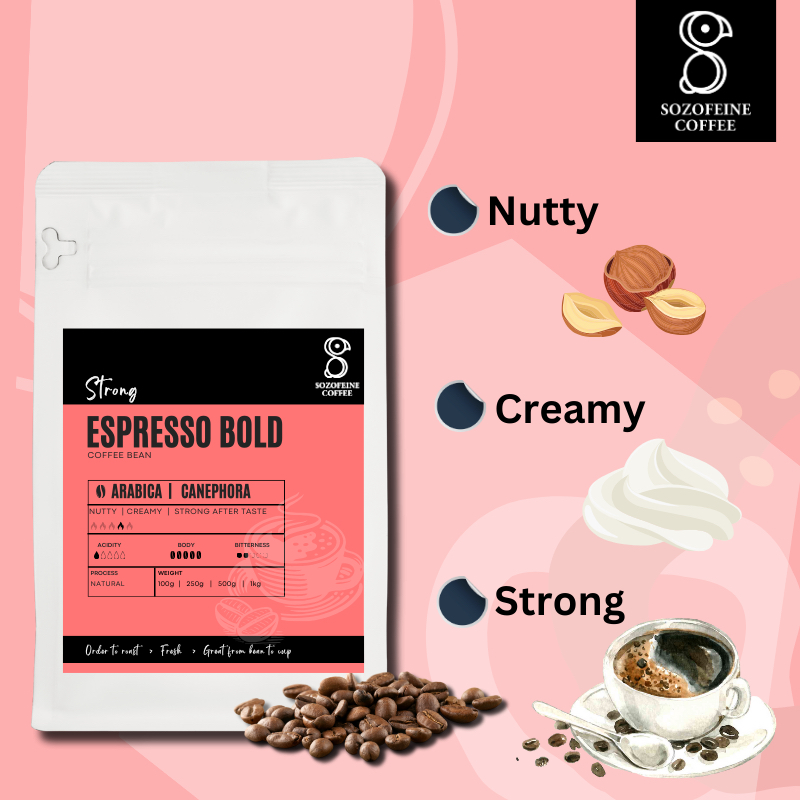 Espresso Bold-Freshy Roasted Coffee Blend Medium Dark Roast Rich with Hight Caffeine Kick