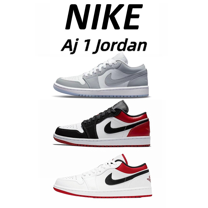 ✅（Spot goods） Nike Air Jordan 1 Low aj1 Black and White Red Chicago Low Top Men's and Women's Sneakers Basketball Shoes