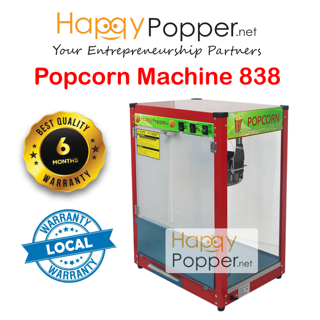 Happypopper Commercial Electric Mesin Table Top pop corn Popcorn Machine Maker 8oz 8 oz model 838 商用台式爆米花机