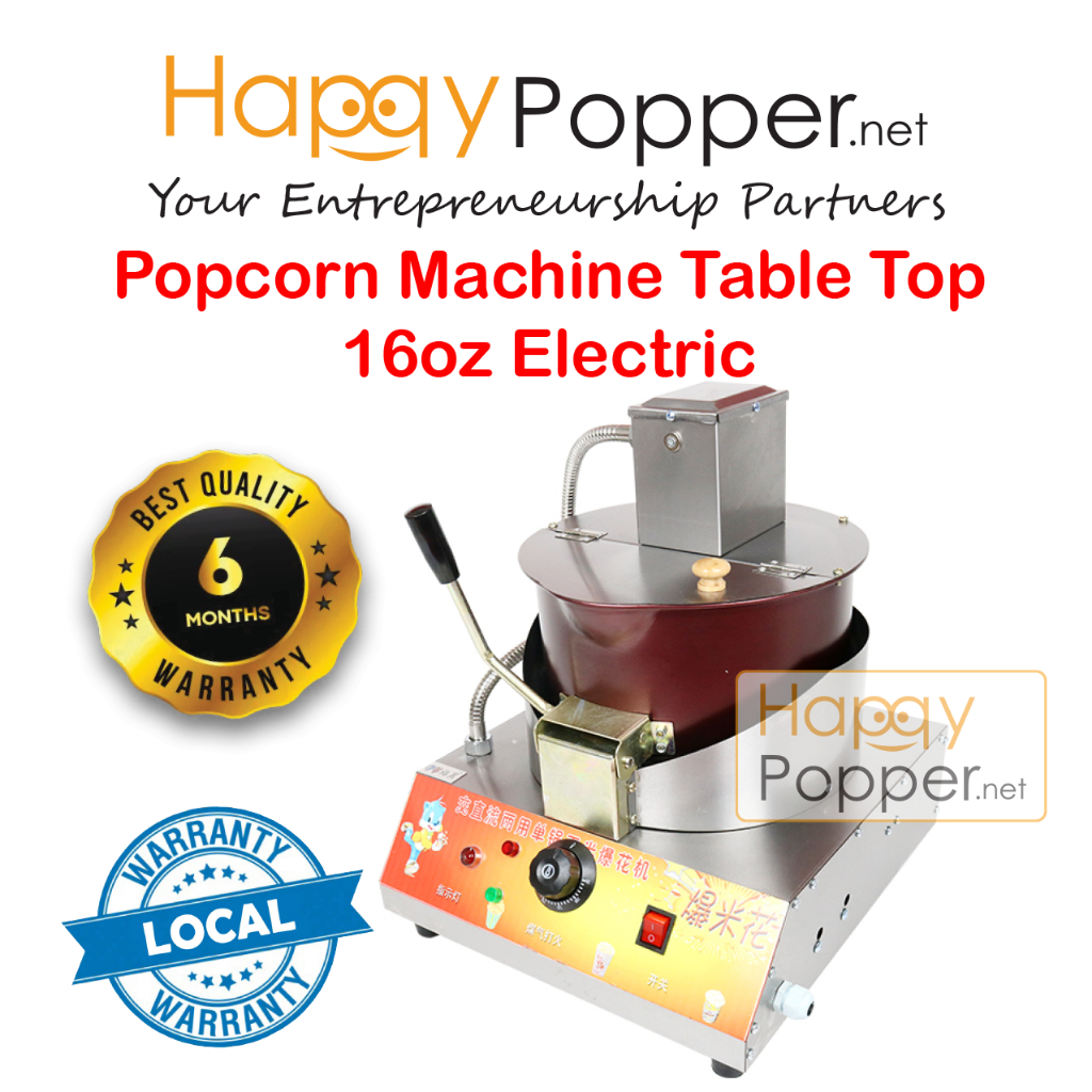 Happypopper Commercial Electric Mesin Table Top pop corn Popcorn Machine Maker S/S 16oz 16 oz Heavy Duty 商用台式爆米花机