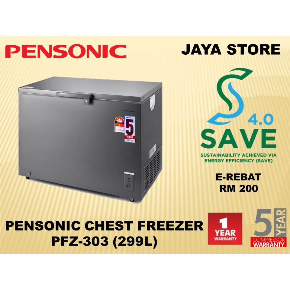 [SAVE 4.0]Pensonic Chest Freezer (299L) PFZ-303 Dual Function Chest Freezer (Fridge/Freezer Mode)