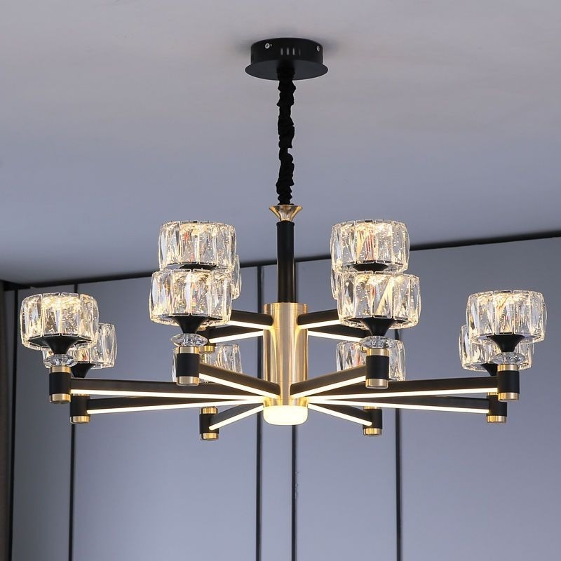 Ready Stock12 heads modern Nordic light luxury crystal chandelier living room lamp bedroom dining room luminous lamp