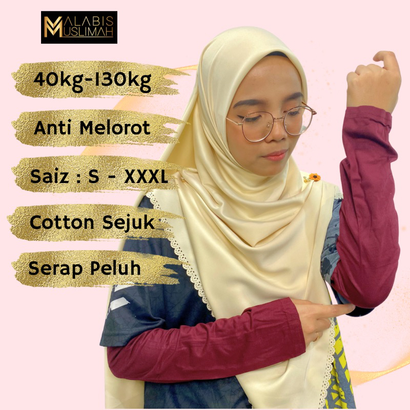 HANDSOCK LONGGAR MUSLIMAH COTTON TSHIRT INNER LENGAN SELESA HAND SOCK PLUS SIZE WOMEN SARUNG LENGAN NURBELLA