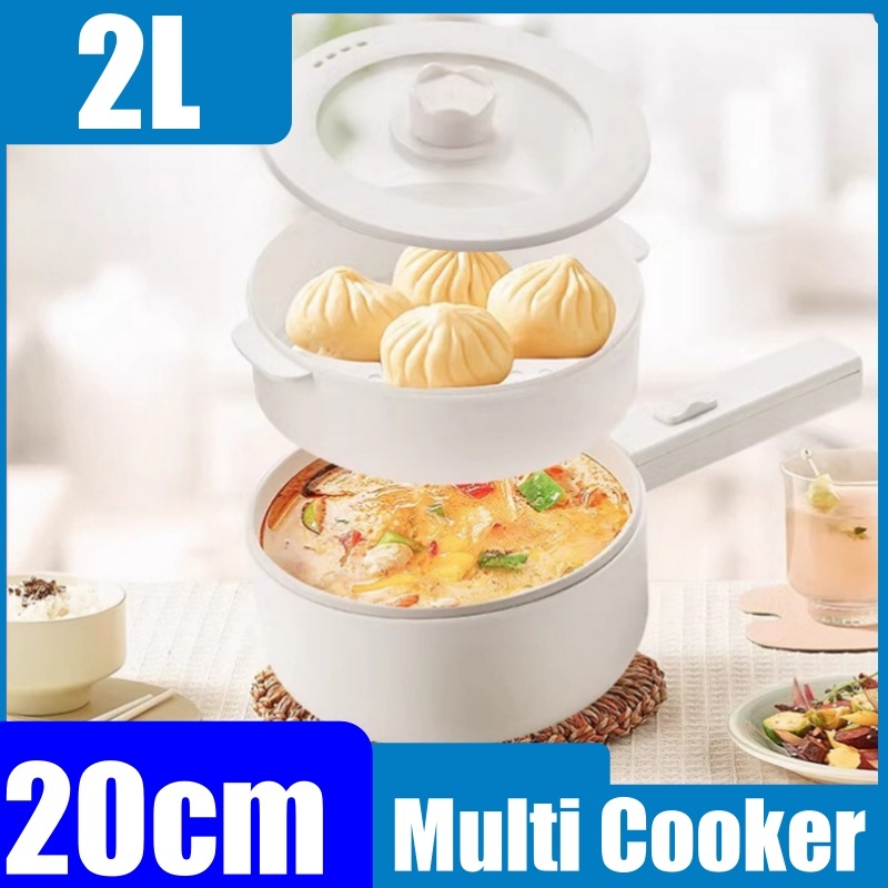 Multifunction Electric Mini Cooking Pot Non-Stick Coating Hot Pot Multi Cooker Food with Steamer Tray