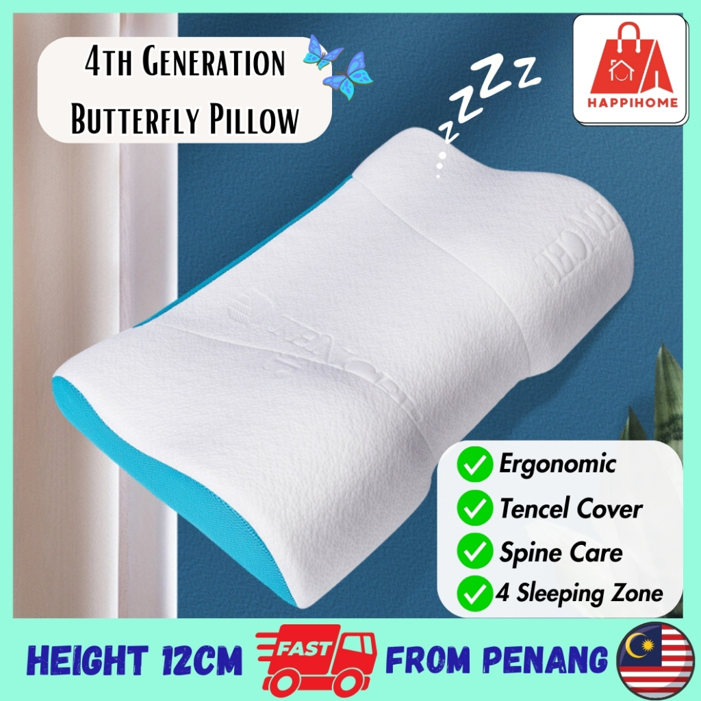 4th Generation Memory Foam Butterfly Pillow Slow Rebound Cervical Neck Support Spine Care Ergonomic Contour Space Tencel