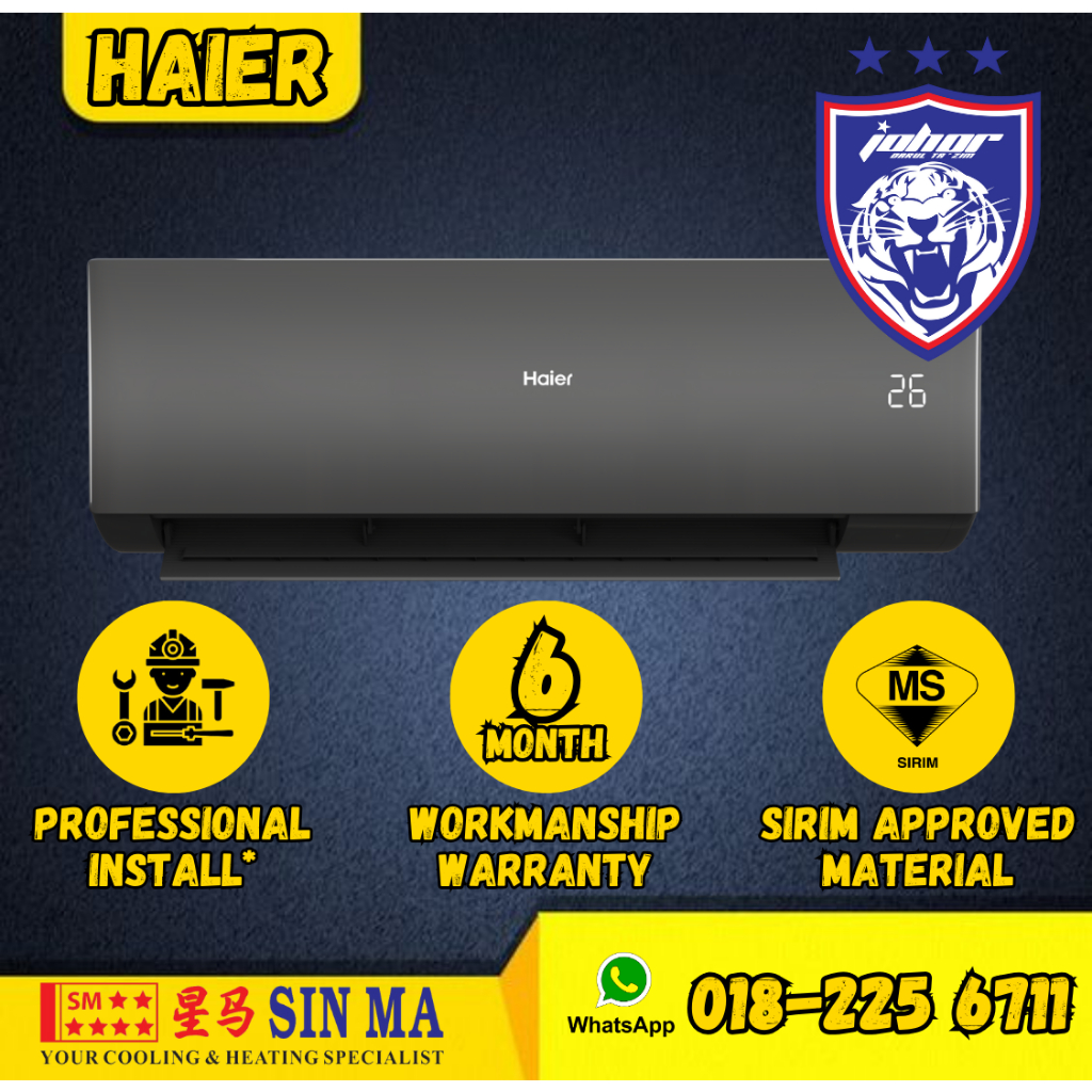 (With Install JB) HAIER 1.0HP 1.5HP 2.0HP 2.5HPNon-Inverter/inverter R32 AirCond LPA VQA VQC VXA VRA UVC ANTI UV KILL VI