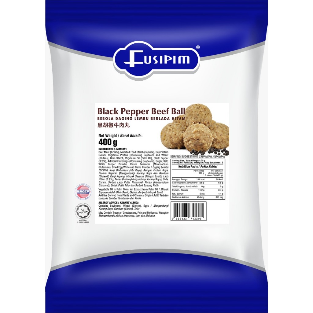 FUSIPIM Black Pepper Beef Ball 400g (Bebola Lembu Lada Hitam)