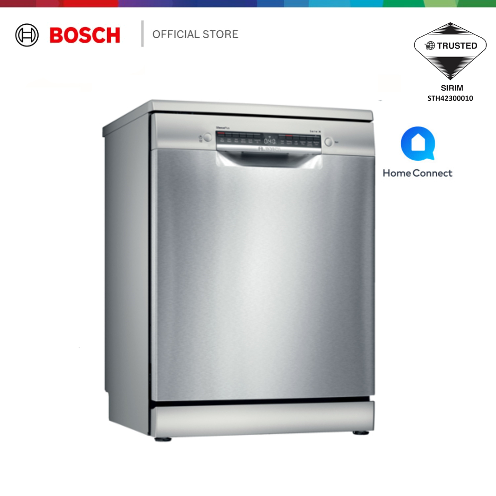 Bosch Series 4 Freestanding Dishwasher Stainless Steel Lacquered, HomeConnect SMS4IVI01P