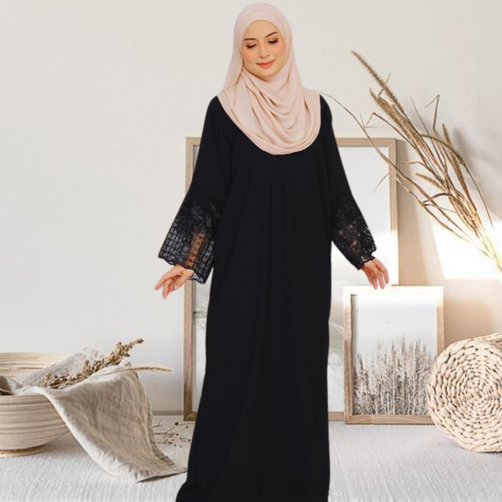 Ajwa abaya lace cey ironless baju raya