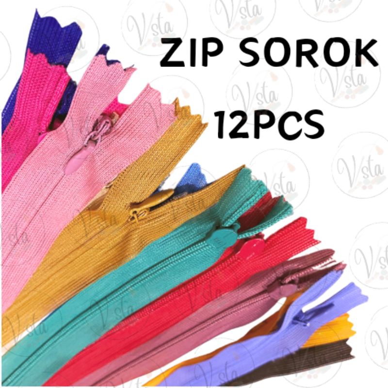 (12pcs)zip sorok/invisible zip (8"- 22")*TAK BOLEH PILIH COLOUR