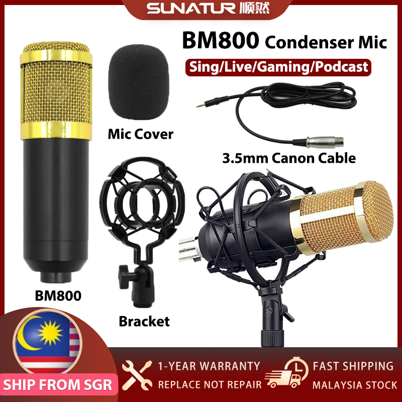 BM800 Condenser Microphone Professional Wired Studio Recording Microphone Kit for Broadcast Singing TV Karaoke Mic