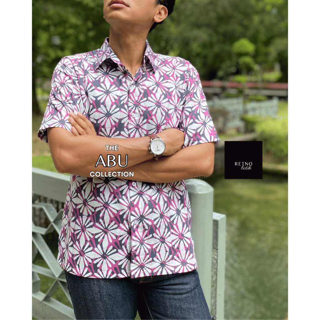 RC006 Men’s Short-sleeve Batik Malaysia Shirt, Handmade Block-print from Kota Bharu