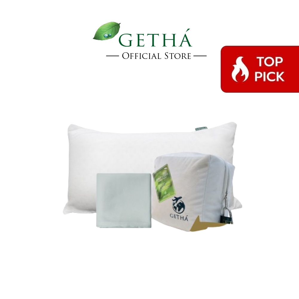 Getha First Class Travel Latex Pillow Free Tencel Pillow Case & Carrier Bag (Bantal Pelancongan)