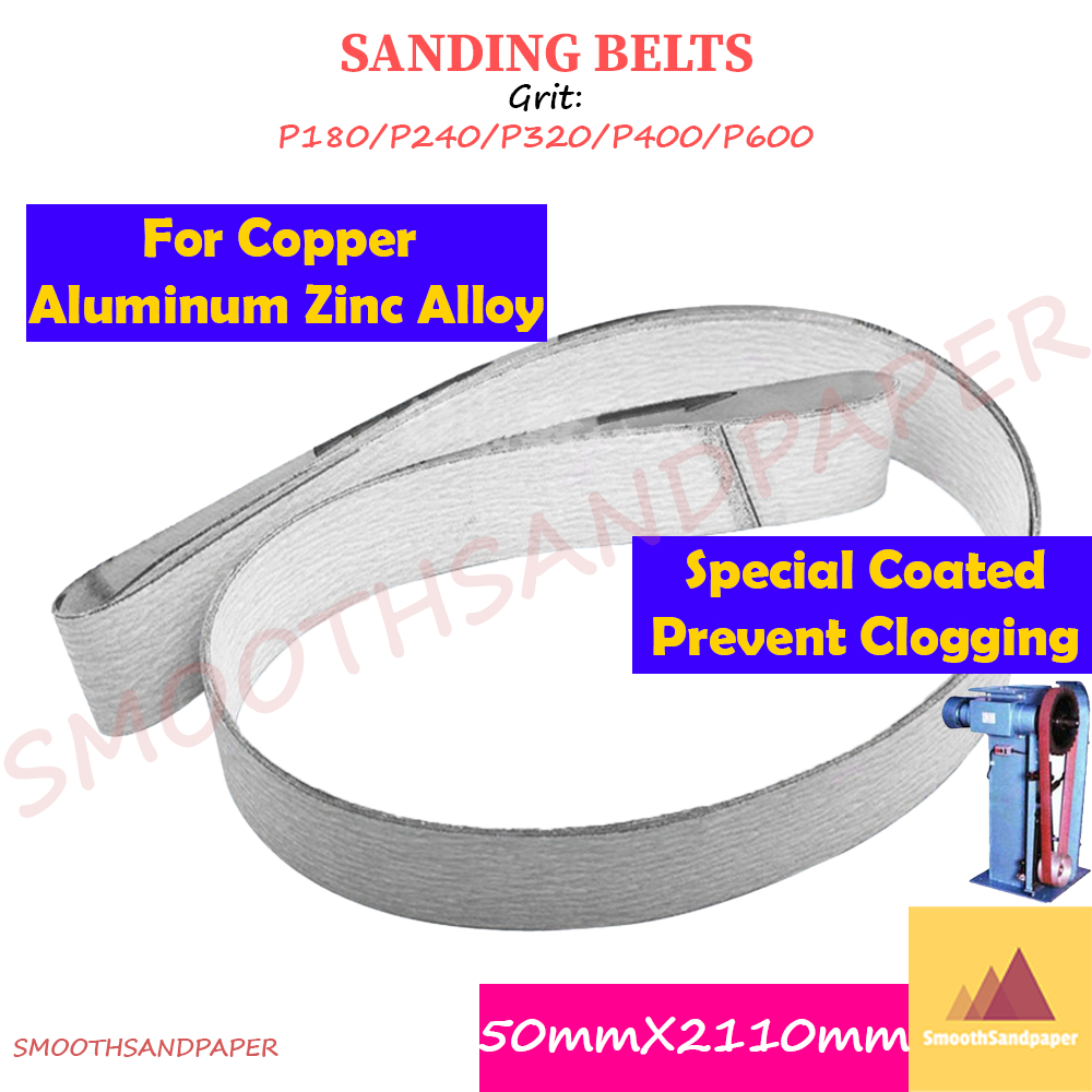 Sanding Belts 50mm X 2110mm (2"X83") Aluminium Oxide Kertas Pasir 立式砂带机50*2110mm砂金属不锈钢五金软体沙布白色涂层防堵塞磨铝 image 2