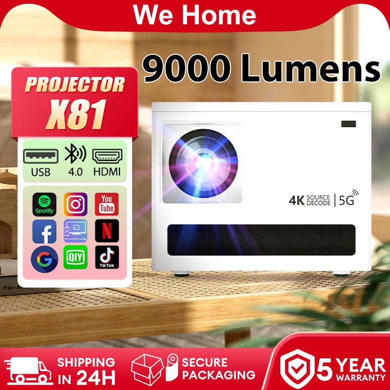 (FREE GIFT)Projector X81 9000 lumens Projector Ultra HD 2160P Android Mini Projector WIFI LCD Led Portable Projecto