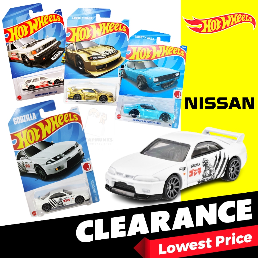 Original Mattel HOT WHEELS Murah Nissan Series Cars 1:64 Diecast Racing Car Toy Collectibles S15 R33 GT-R 300ZX Fairlady