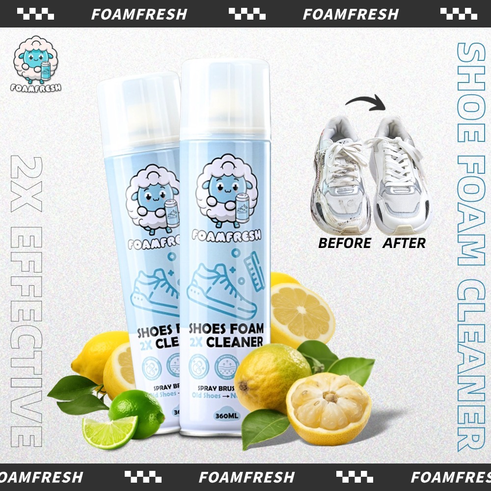 FOAMFRESH 2X Shoe Cleaner Foam(360ml) Dry Cleaning Shoes Cleaning Kit Sneaker Cleaner 洗鞋神器 | White Shoes Cleaner