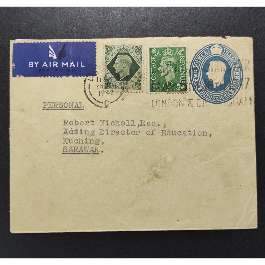 Vintage Cover Letter - From London England to Kuching Sarawak Year 1947 (Robert Nicholl - Man Of The Archipelago)