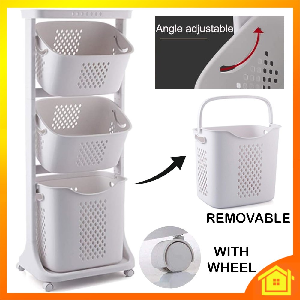 [OneHome] 1/2/3 Tier Layer Laundry Basket Cloth Storage Raga Pakaian Basuh Bakul Simpan Letak Baju Kain Dobi Bertingkat