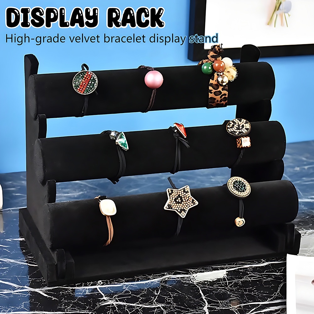 3Layer Velvet Bracelet Chain Watch T-Bar Rack Jewelry Holder Jewelry Display Stand Watch Bangle Bar
