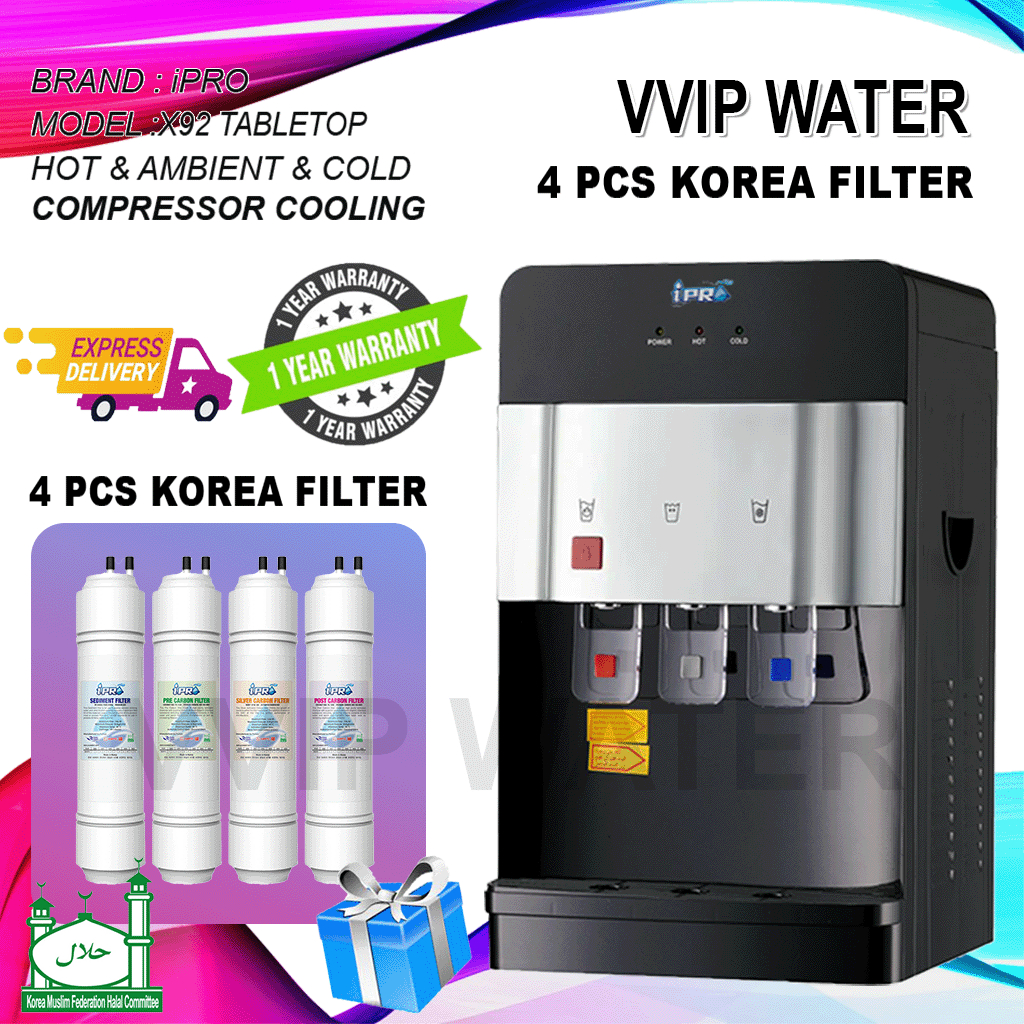 Water Dispenser Penapis air 3 suhu Hot & Normal & Cold  Model: GX95 or GX92 With 4 PCS Korea Halal Water Filter