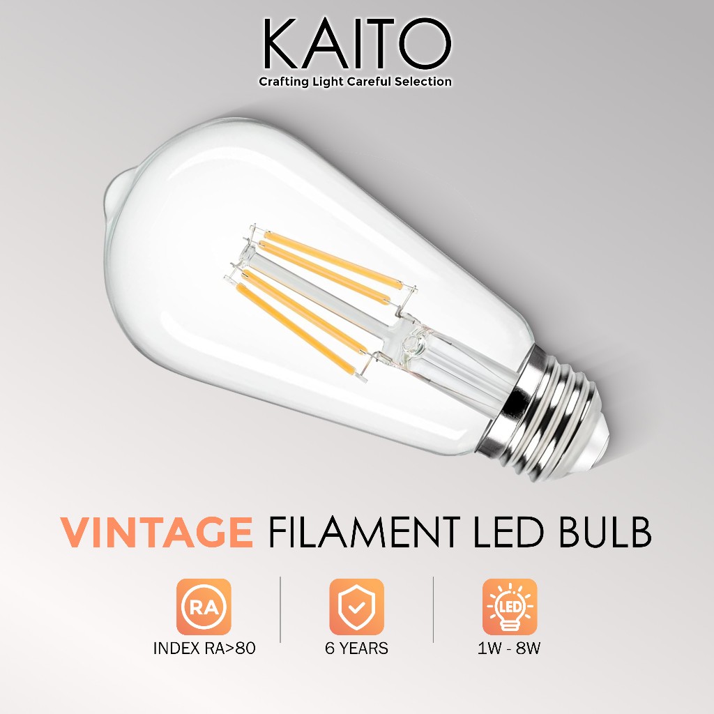 KAITO Filament Lampu Led Light Bulb Lampu Led Siling Mentol E27 LED Bulb Downlight Edison Vintage Bulb E27 ST64 S14 G125