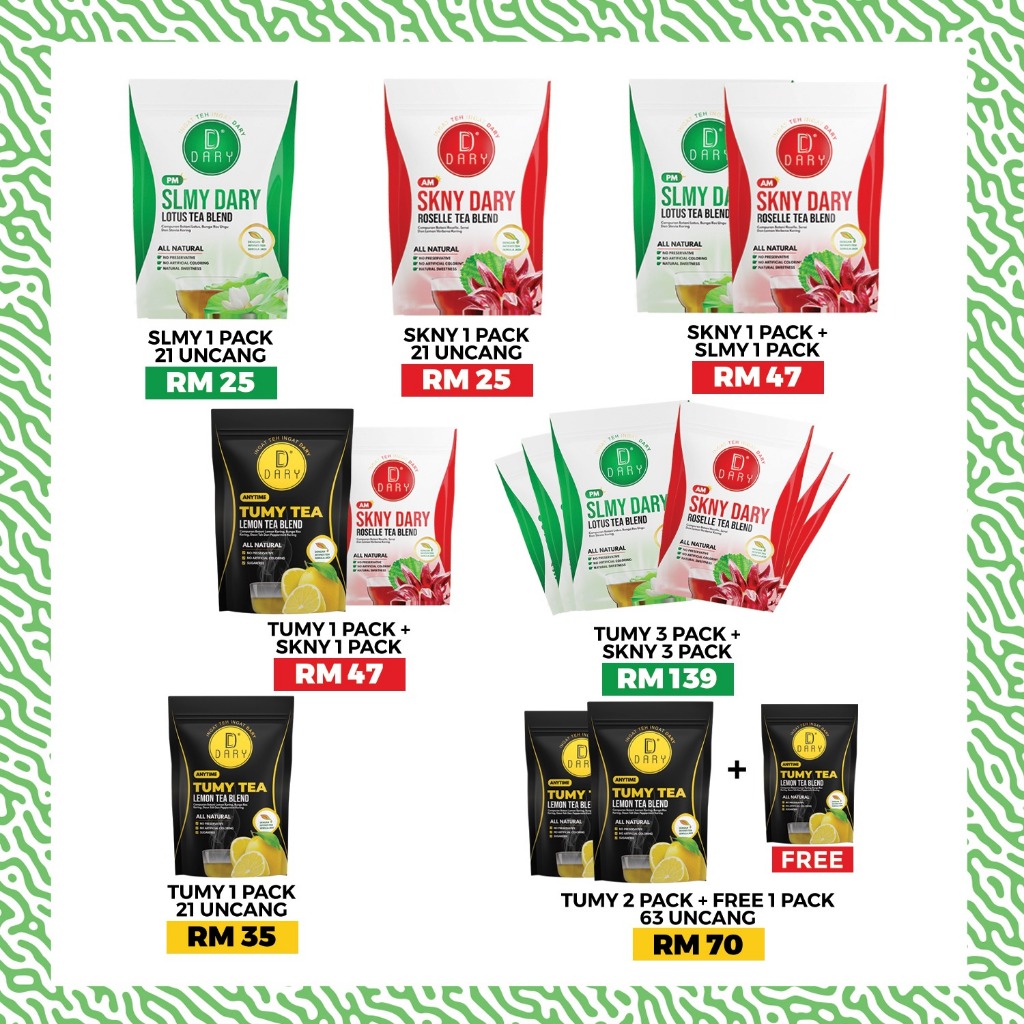 Dary Detox Tea Slimming Original HQ Teh Kurus Teh Detox Dary Tea Slimming Detox Teatox Lemon Skny