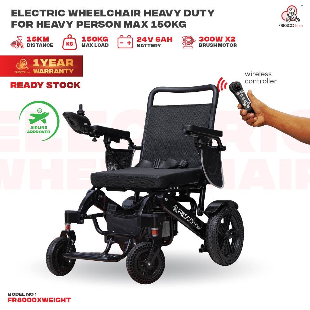 Wireless Electric Wheelchair for Heavy Person Airline Approve / Kerusi Roda Elektrik FRH001XWeight