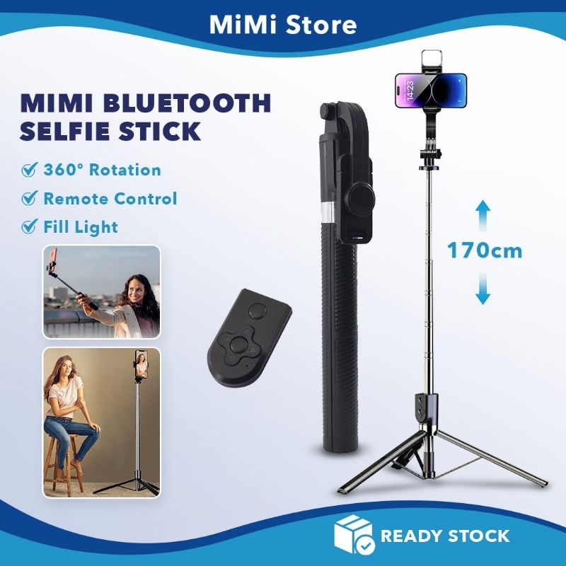 MiMi YT-06 170cm Selfie Stick Tripod Mobile Phone Holder Monopod Bluetooth Remote Shutter Portable Tripods Tiktok Live