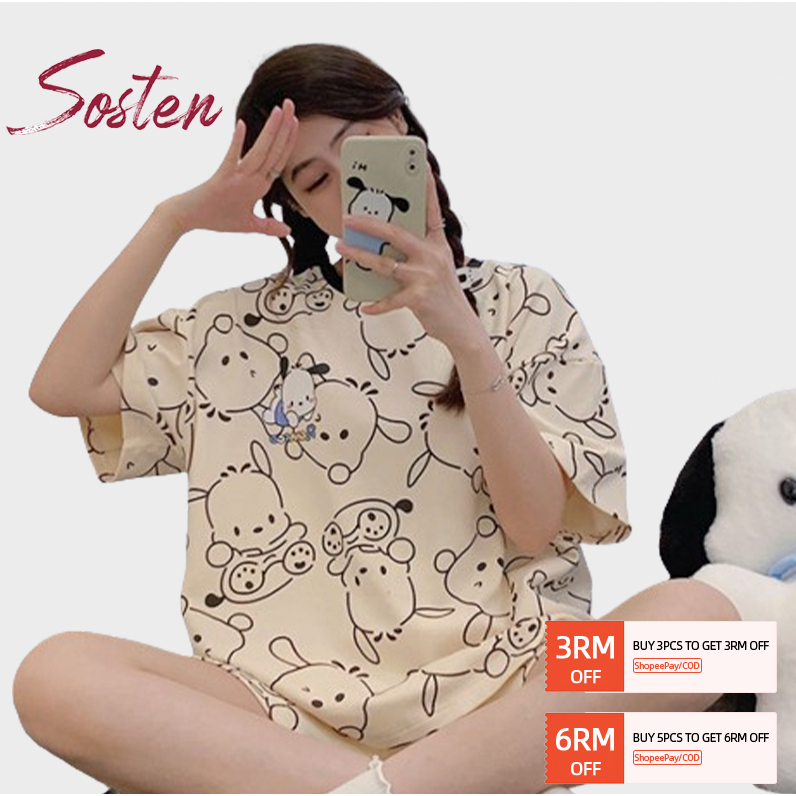【NEW 2024】ST326 M-2XL Pyjamas Women Baju Tidur Wanita Short Sleeve Sleepwear Pajamas Loungewear Short