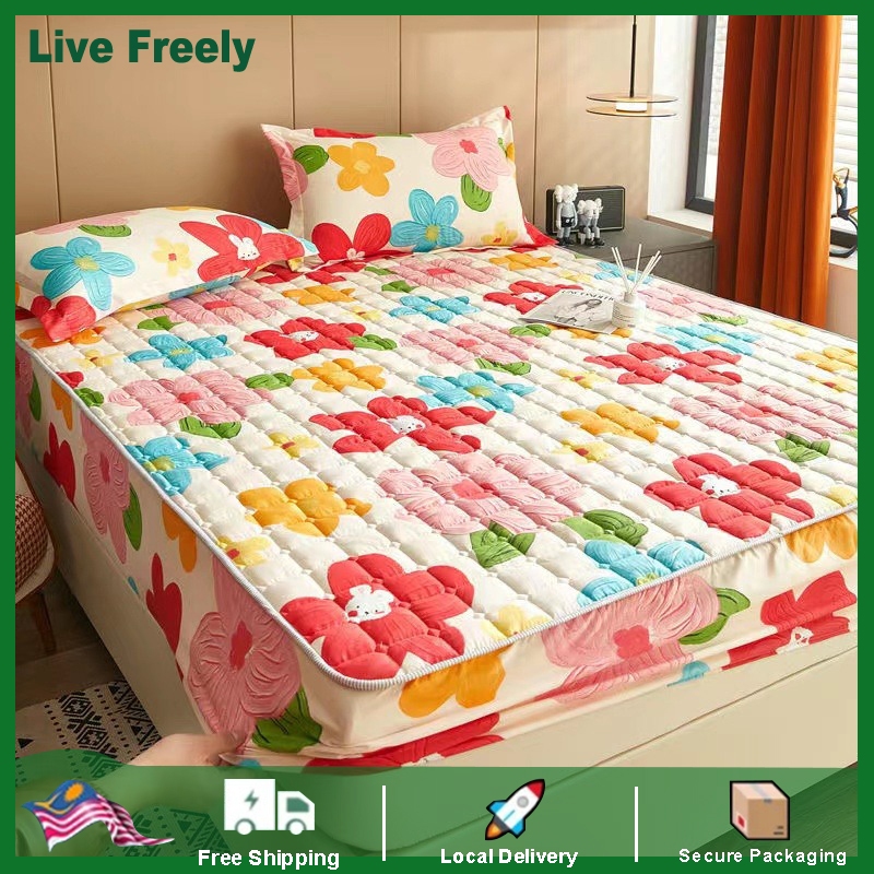 Flower Colored Fitted Sheet Cadar Single/Queen/King Fitted Bedsheet With Cotton Anti Slip Mattress Cover