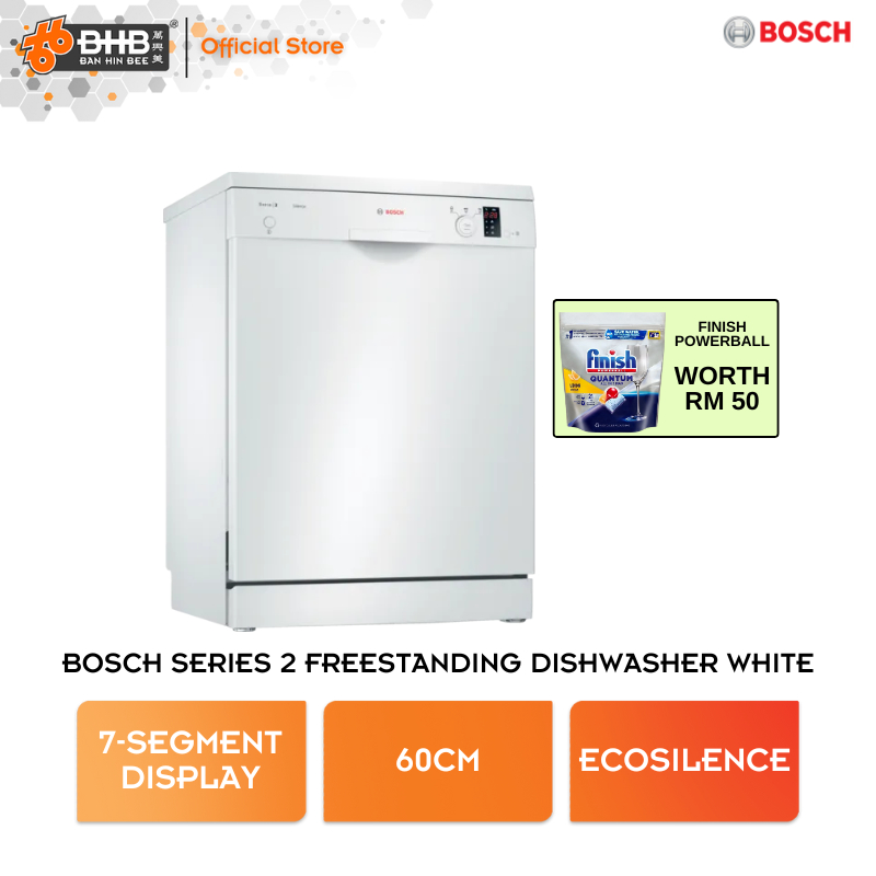 Bosch Serie 2 Freestanding Dishwasher 60cm White SMS23BW01T 12 place Settings EcoSilence Drive BOS024 Pencuci Pinggan