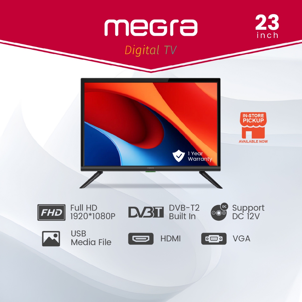 Megra TV 23 Inch Full HD 1080P LED TV With Built In MYTV Digital Television FHD TV 23寸电视机