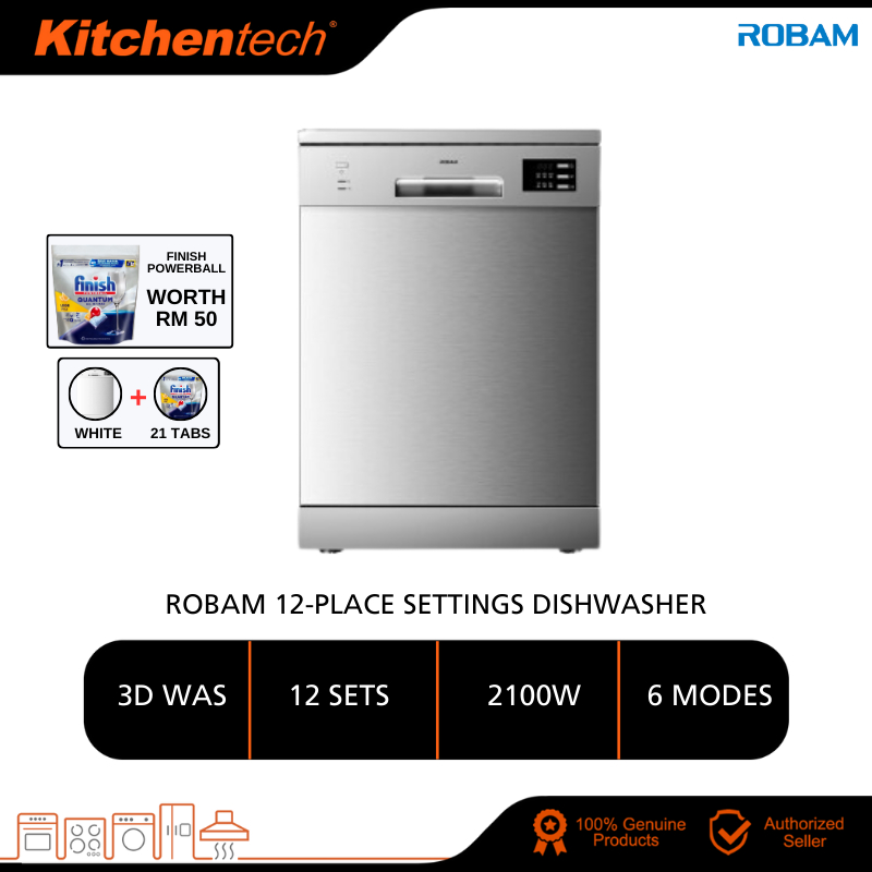 Robam Freestanding Dishwasher 60cm 12 Place Settings W602W 6 Modes 12 Setting W602S BOS024 Pencuci Pinggan