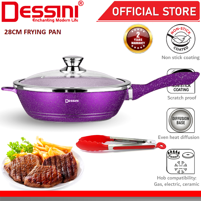DESSINI ITALY Granite Aluminium Non Stick Casserole Pot Bowl Wok Grill Fry Pan Cookware Kuali Periuk (28cm)