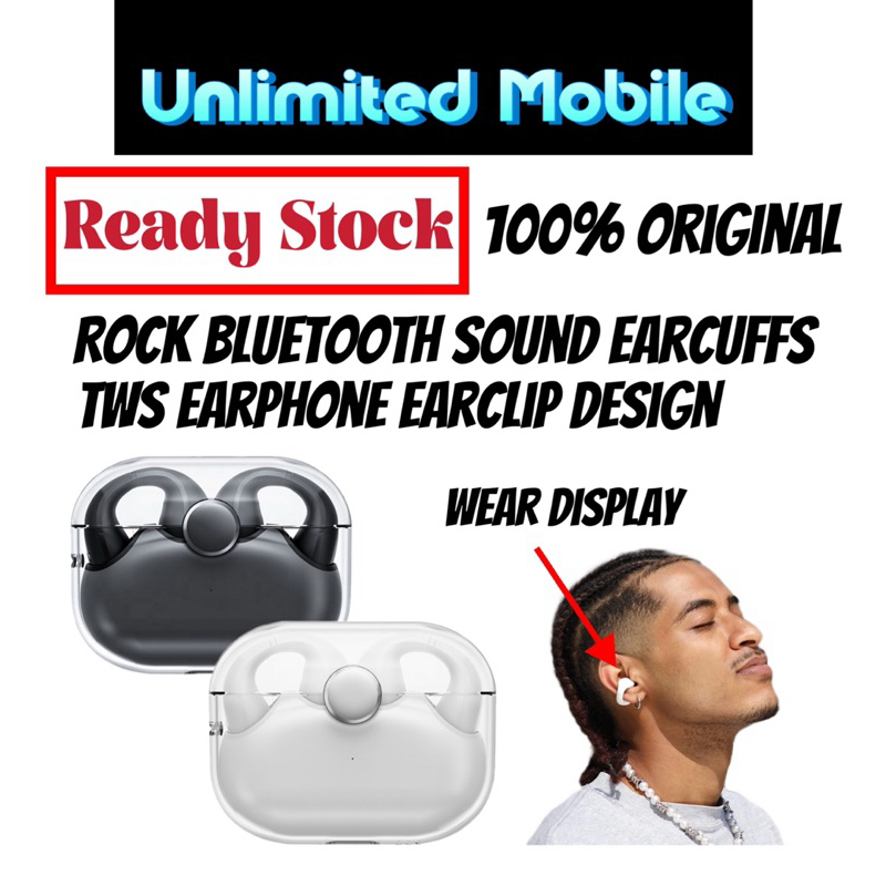 ♾️ Original Rock Space Bluetooth Wireless Sound Earcuffs TWS Earphone Earclip Design