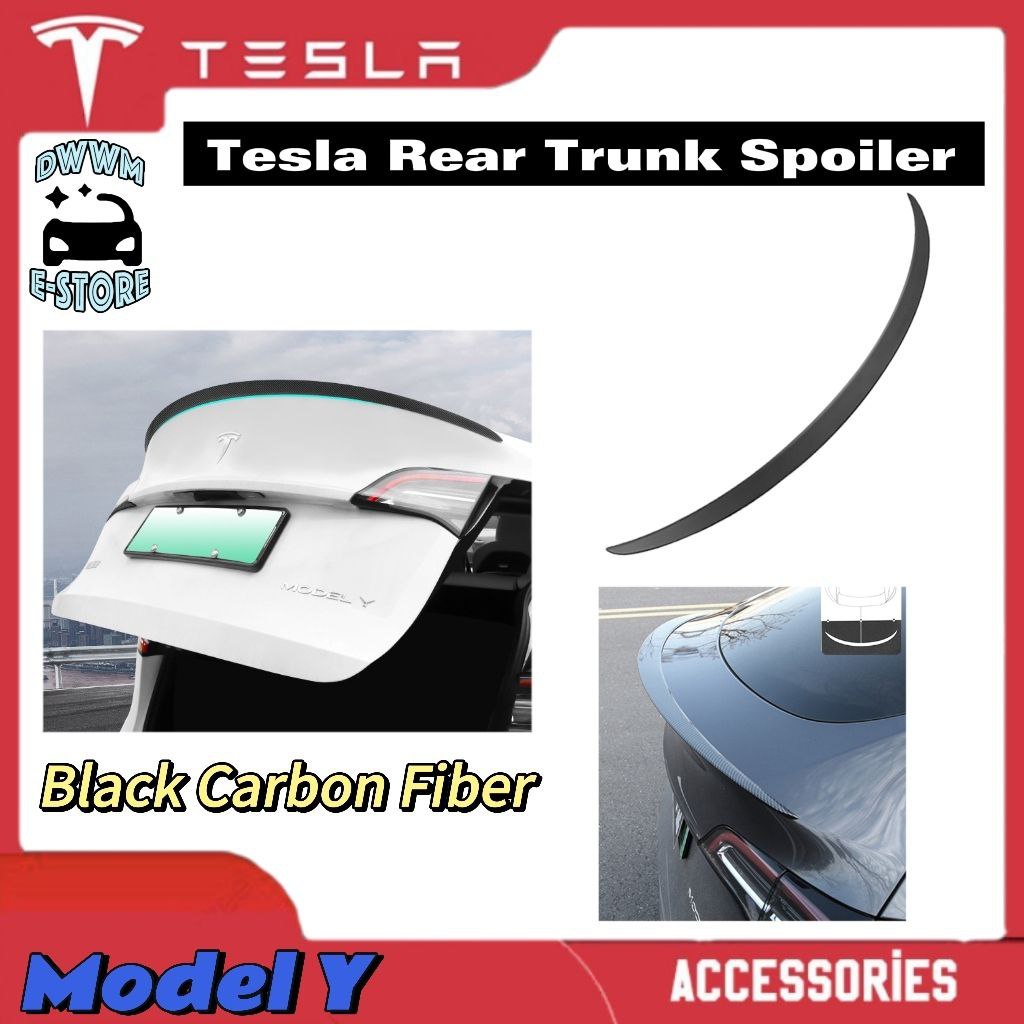 Tesla Model Y Model 3 Car Sport Rear Trunk Spoiler Wing Tail Styling Black Carbon Exterior Decorative Accessories