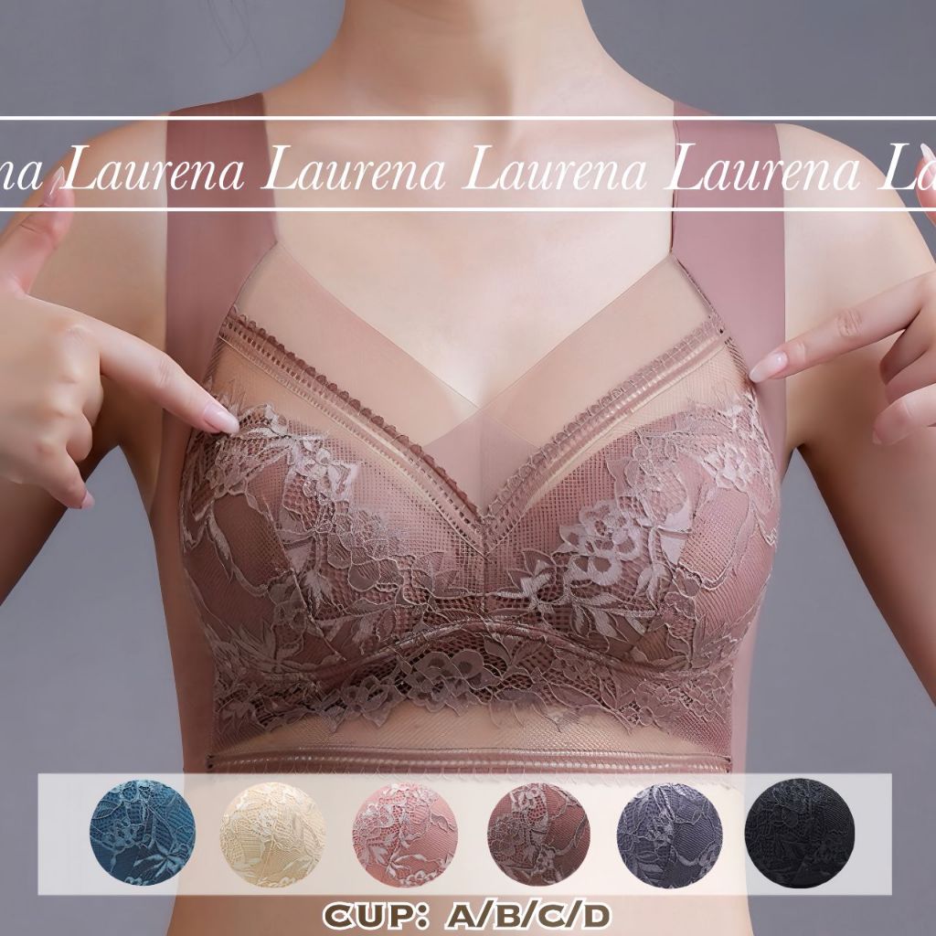 LAURENA Bra Plus Size Baju Dalam Wanita Perempuan Wireless Full Cup Bra Push Up Push Up Non Wired 内衣无钢圈