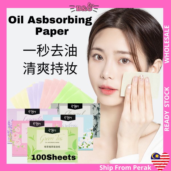 100pcs Small Fresh Face Oil Absorbing Paper Natural Linen Oily Skin Control Film Blotting Paper Sheets Cleaning 花香吸油面纸