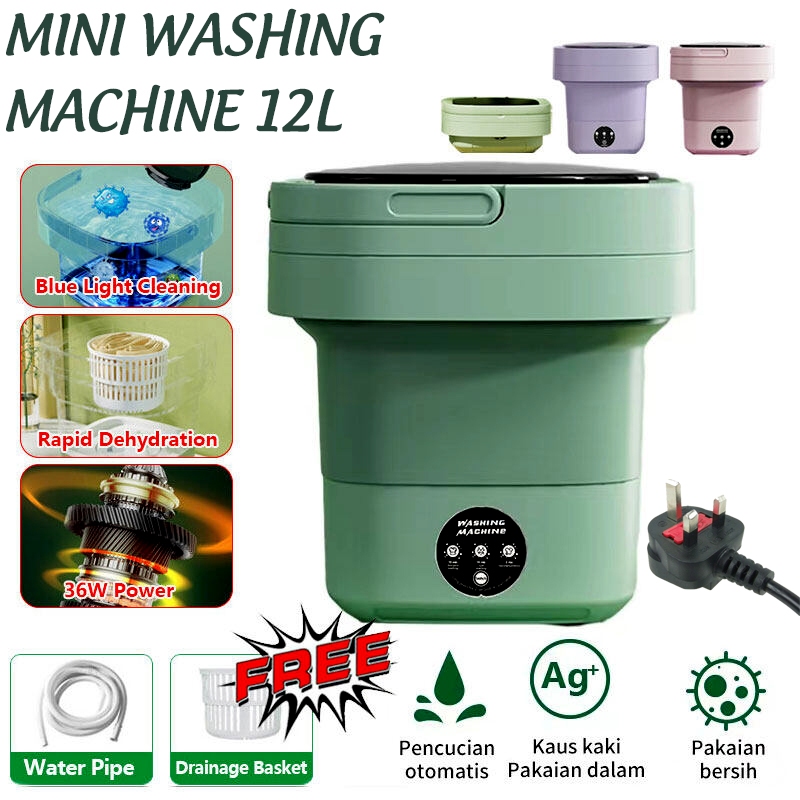 优惠🤩现货本地插座220V🤩11升折叠迷你洗衣机 Foldable Mini Washing Machine Portable Dryable Sterilization Underwear Baby Clothes Washer