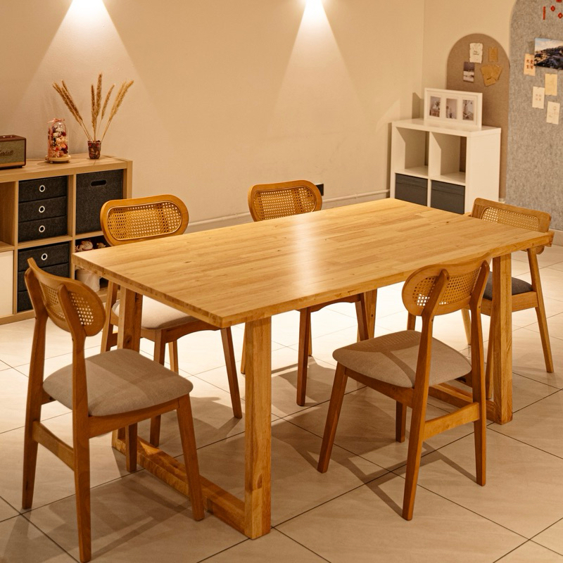 (7 feet length) Rubber Wood Table Meja Makan Wooden Dining Table Solid Wood