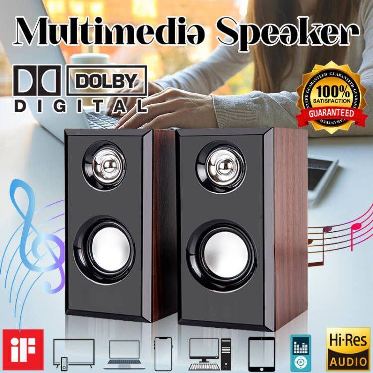 BEST HiFi BASS Speaker Wooden Multimedia 3D Stereo Music Soundbar 3.5mm Plug for PC TV Laptop Tablet Smart Phone 音箱 电脑音响