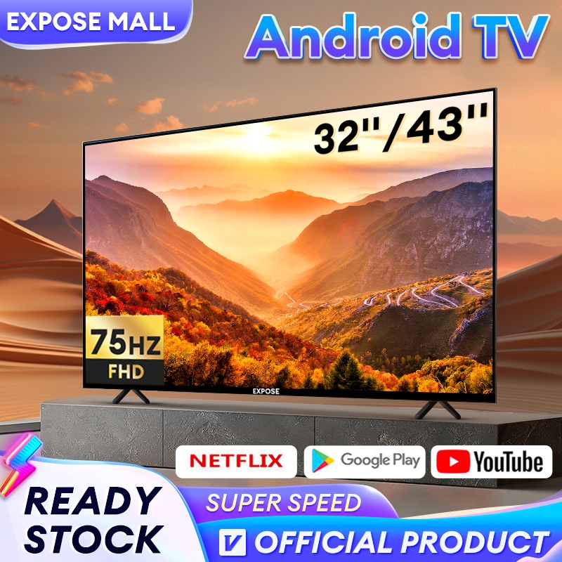 Smart TV 32 inch TV Murah Support MYTV LED 4K EXPOSE 32 inch/43 inch Smart TV HD With Android TV/WiFi/Netflix/YouTube