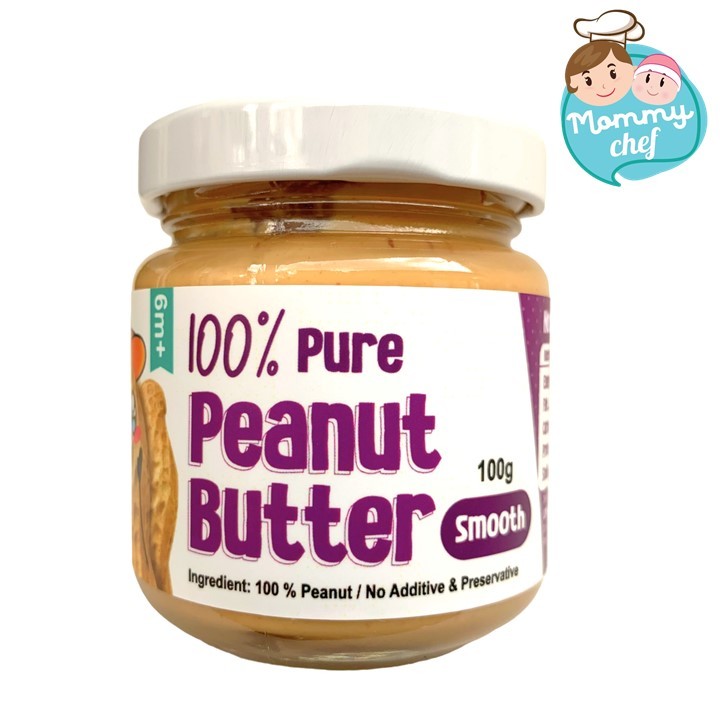 (NEW STOCK EXP 12/25) Mommy Chef 100% Pure Peanut Butter (Smooth) Vegetarian Mentega Kacang【纯正花生酱】100g x 1 BOTTLE