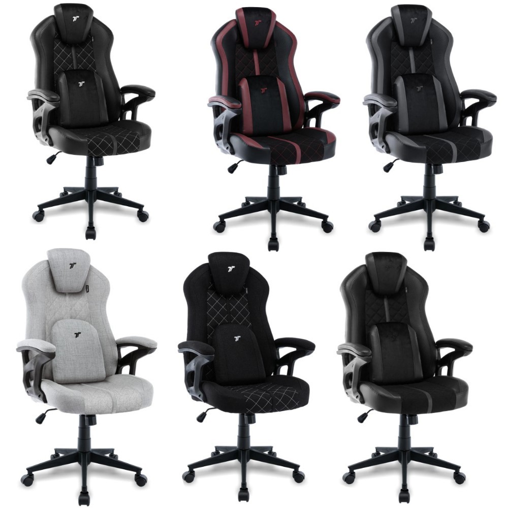 PRE-ORDER TTRacing DUO V4 PRO / V4 / V3 Leather Fabric Air Threads Gaming Chair BLACK RED GREY DUSK