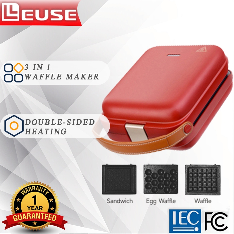 LEUSE Waffle Maker 2 in 1 Sandwich Pancake Bread Maker for Kitchen Cooking Breakfast Dessert Pot