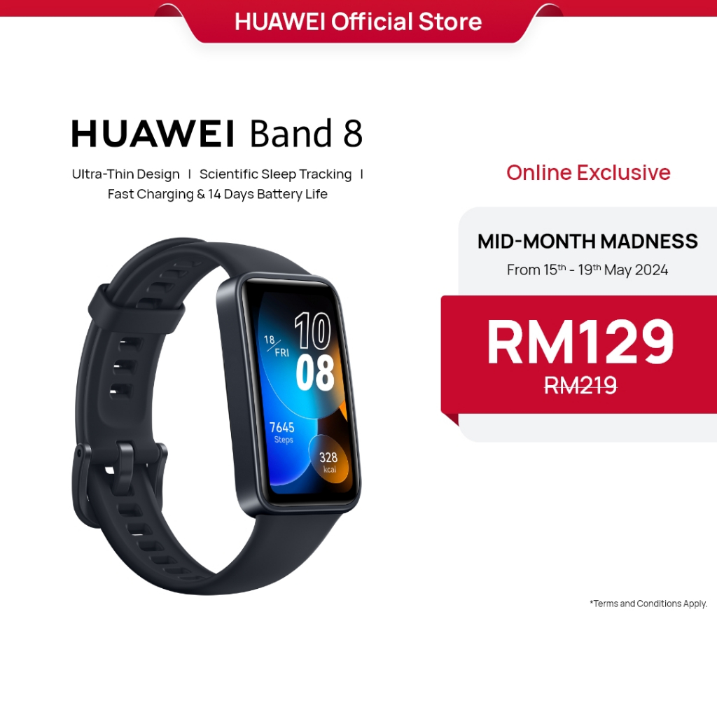 HUAWEI Band 8 Smartwatch Ultra-Thin Design Scientific Sleep Tracking 14 Days Battery Life