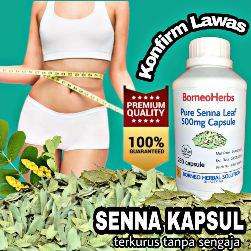 250 KAPSUL Teh Daun Senna Detox Original sanna kurus / slimming / burnfat/ tahan lapar