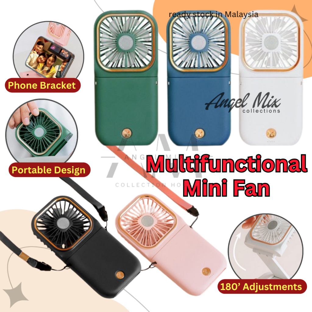 Ready Stock !!! Kipas Power Bank USB Mini Fan Multifunctional foldable Portable Fan Handheld Fan Folding Usb Fan Kipas