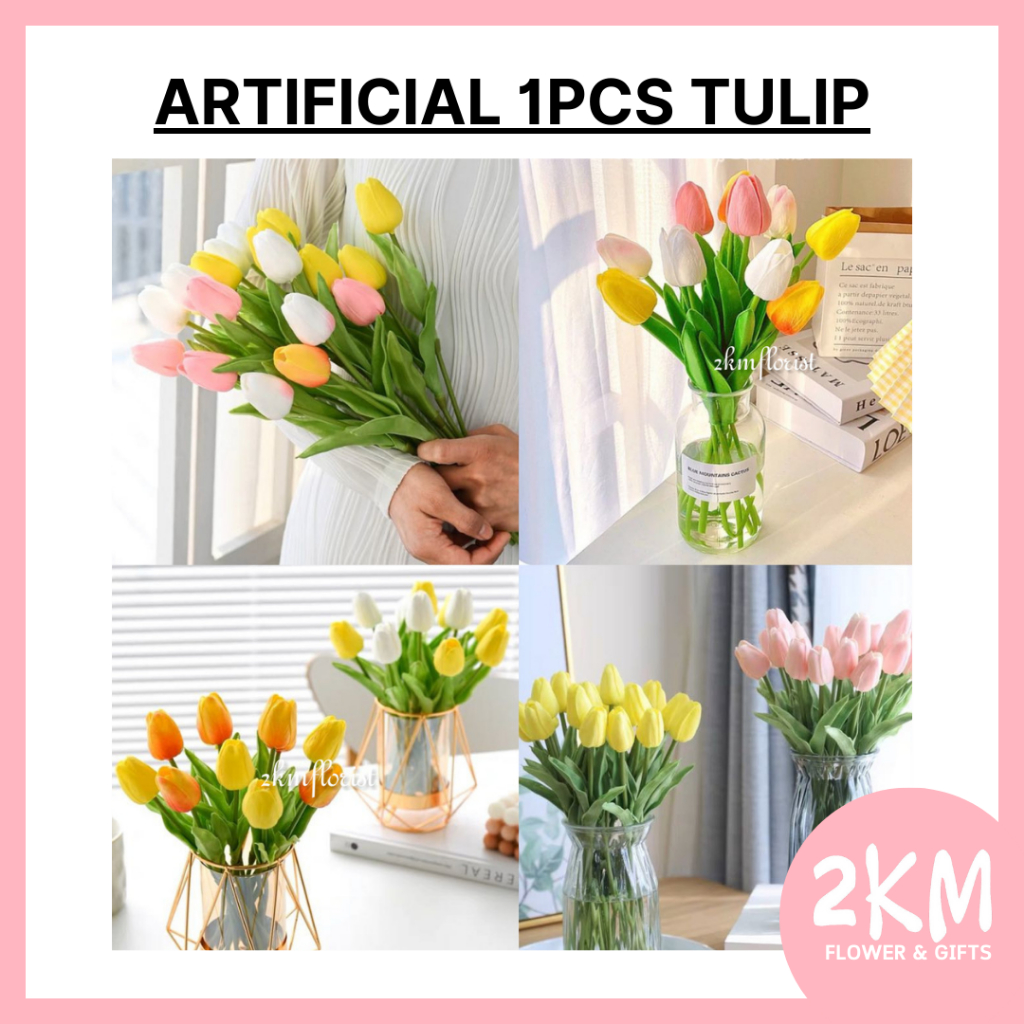 TULIP Artificial Fake Flower Bunga Bouquet Wedding Kahwin Pelamin Gubahan Home Rumah Hantaran Decoration Decor Hiasan